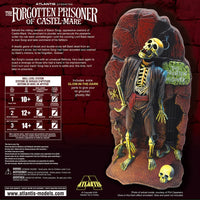 Atlantis Models Forgotten Prisoner of Castel-Mare Glow in the Dark Edition skeleton figure with glowing parts and detailed base.