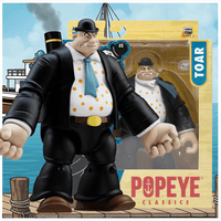Boss Fight Studio Llc Toar Popeye Classics figure in black suit, blue tie, and bowler hat holding teacup with packaging background