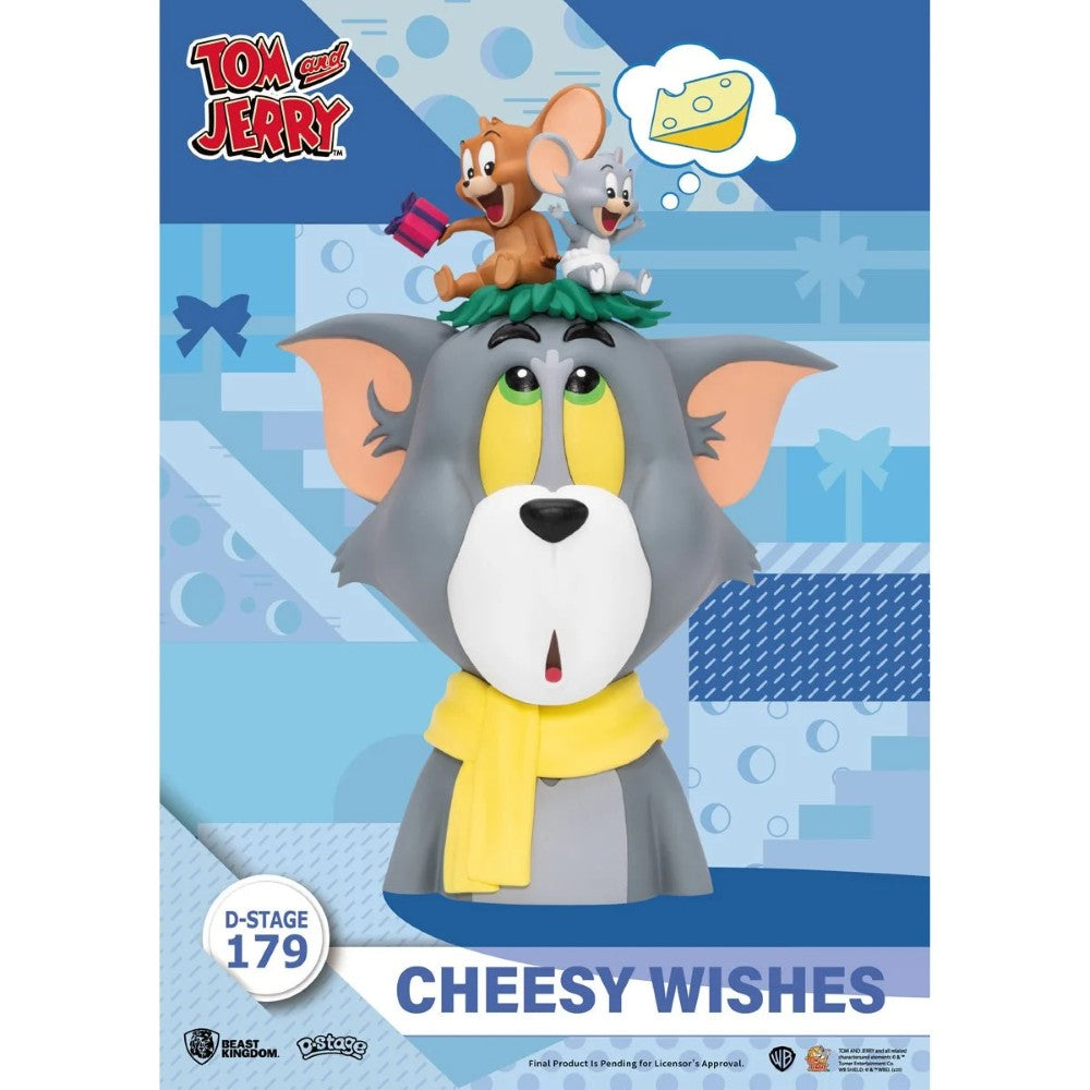 Tom and Jerry Cheesy Wishes poster featuring Tom, Jerry, and a cheese thought bubble