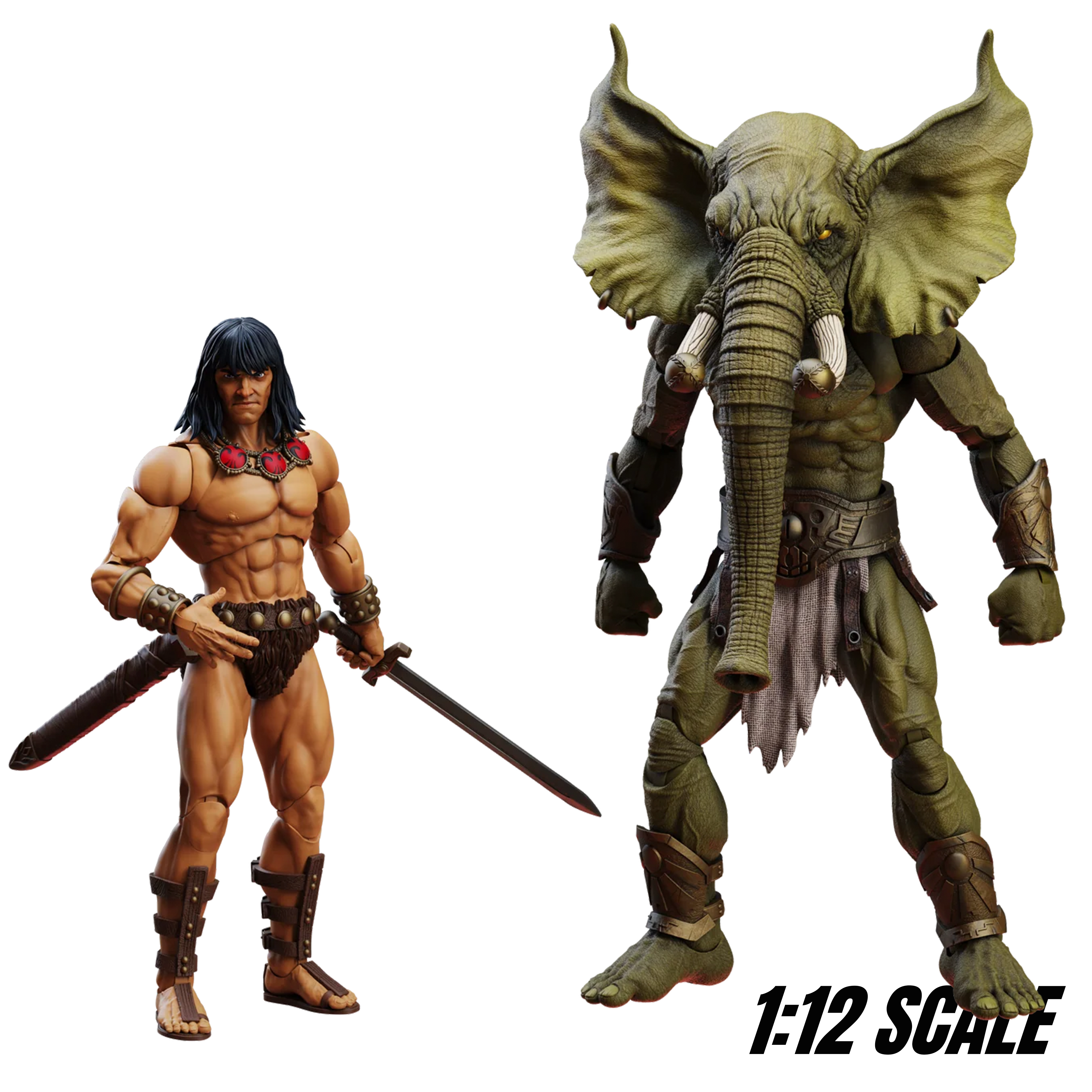 Conan Tower of the Elephant 2-Pack 6" Boss Fight Figure Epic HACKS by Boss Fight Studio, Conan and elephant figures