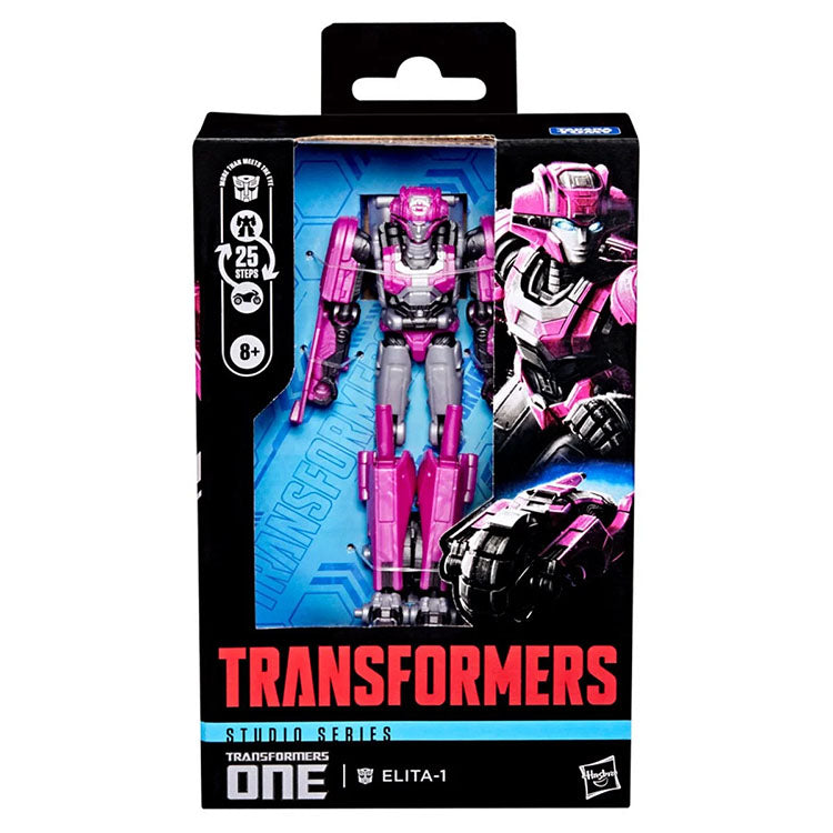 Hasbro Transformers Studio Series Deluxe Elita-1 action figure with detailed articulation and Cybertronian trike mode