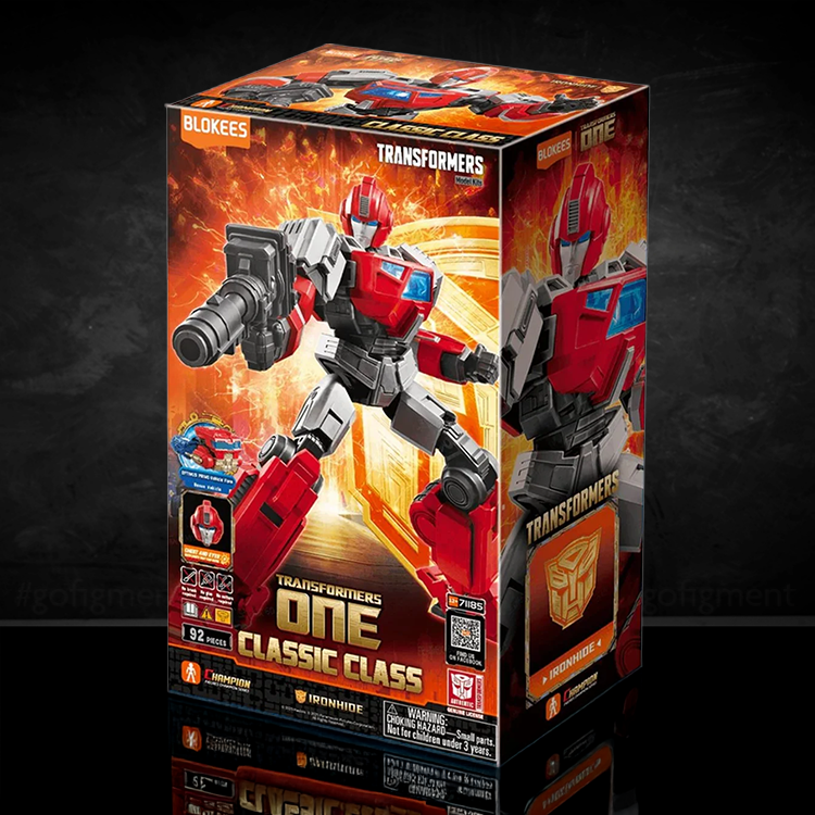 Transformers Classic Class Ironhide Blokees Model Kit with light-up features and 92 pieces by Hasbro.