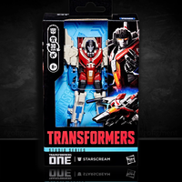 Starscream Transformers Studio Series Deluxe Class action figure by Hasbro, transforming robot to jet in 30 steps