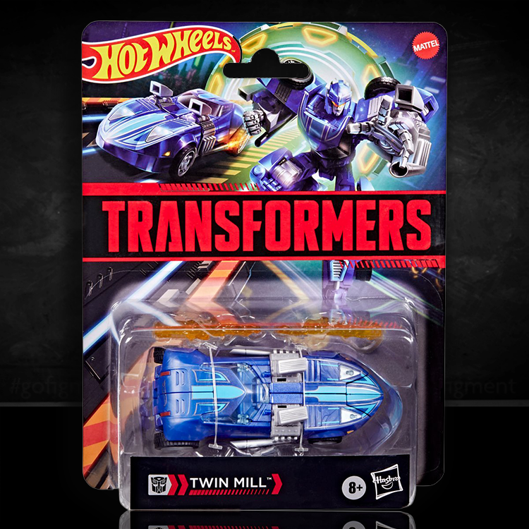 Hasbro Transformers Collaborative Hot Wheels Twin Mill 5-inch action figure in car mode with flame accessories