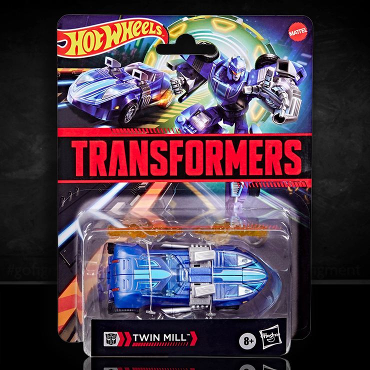 Hasbro Transformers Collaborative Hot Wheels Twin Mill 5-inch action figure in car mode with flame accessories