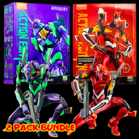 Hasbro Neon Genesis Evangelion Unit-01 and Unit-02 Blokees model kit bundle with packaging displayed