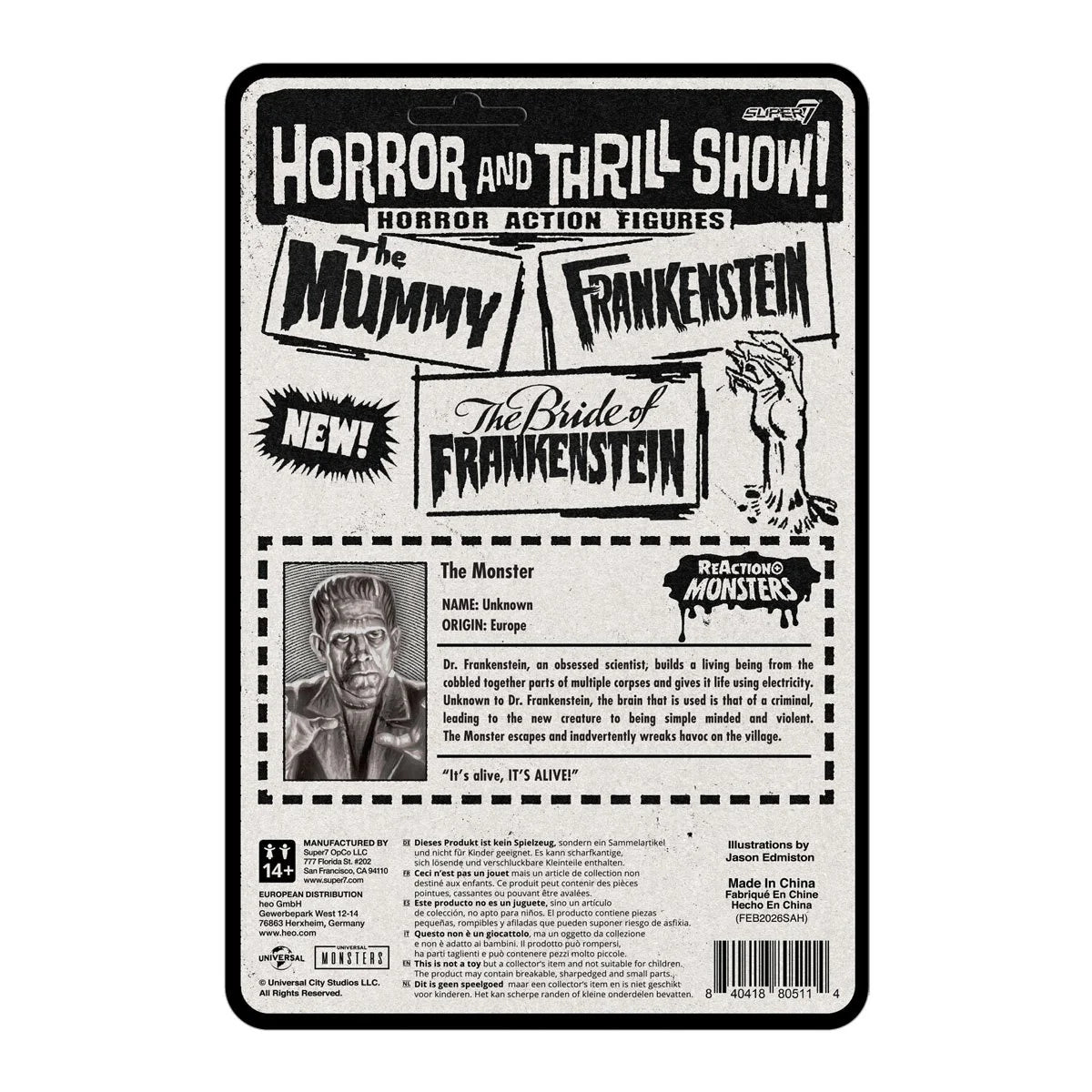 Frankenstein Universal Monsters Super7 ReAction+ 3.75-Inch Action Figure