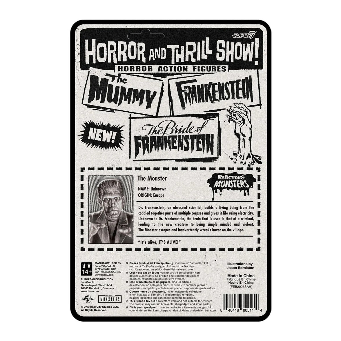 Frankenstein Universal Monsters Super7 ReAction+ 3.75-Inch Action Figure