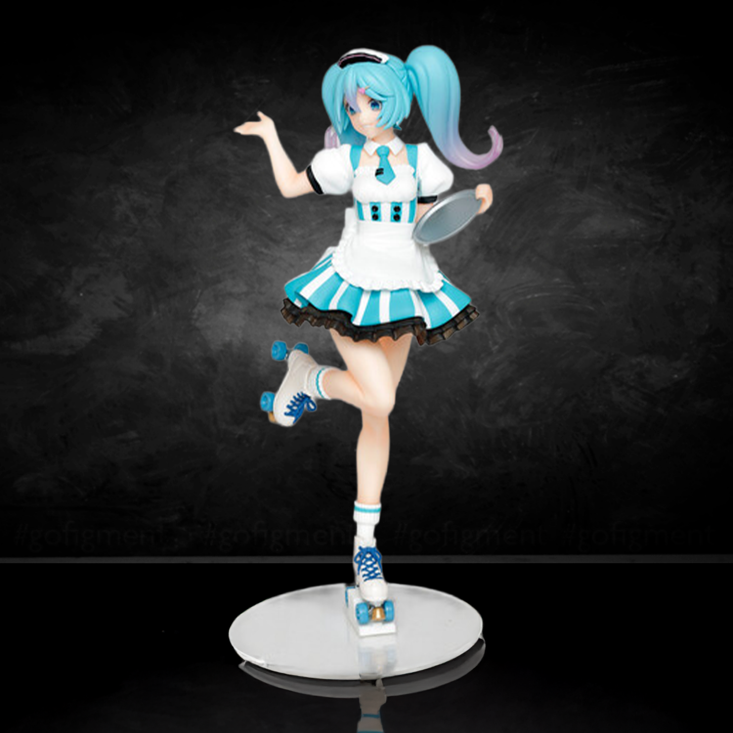 Taito Hatsune Miku Costumes Cafe Maid Version 7.1" Premium Figure - Authentic Limited Edition by Banpresto displayed on clear base.
