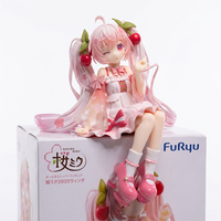 Sakura Miku Noodle Stopper Figure 2025 Wink Version Vocaloid FuRyu sitting atop branded box with pink cherry blossom details