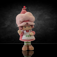 UCC World of Strawberry Shortcake soft flocked mini figure clip in pink outfit with green striped socks and red clip attachment