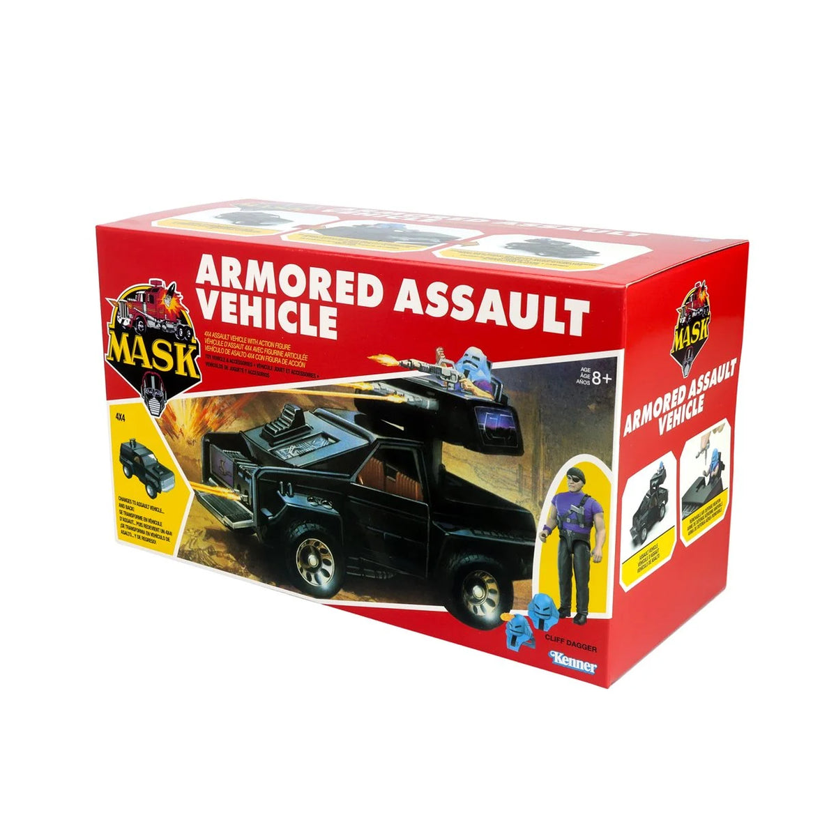 The Mask Armored Assault Vehicle toy box with a black vehicle and action figure