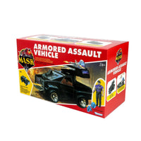 The Mask Armored Assault Vehicle toy box with a black vehicle and action figure