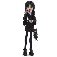 Monster High Wednesday Addams Fashion Doll - Season 2 Edition by Mattel in black outfit with miniature companion