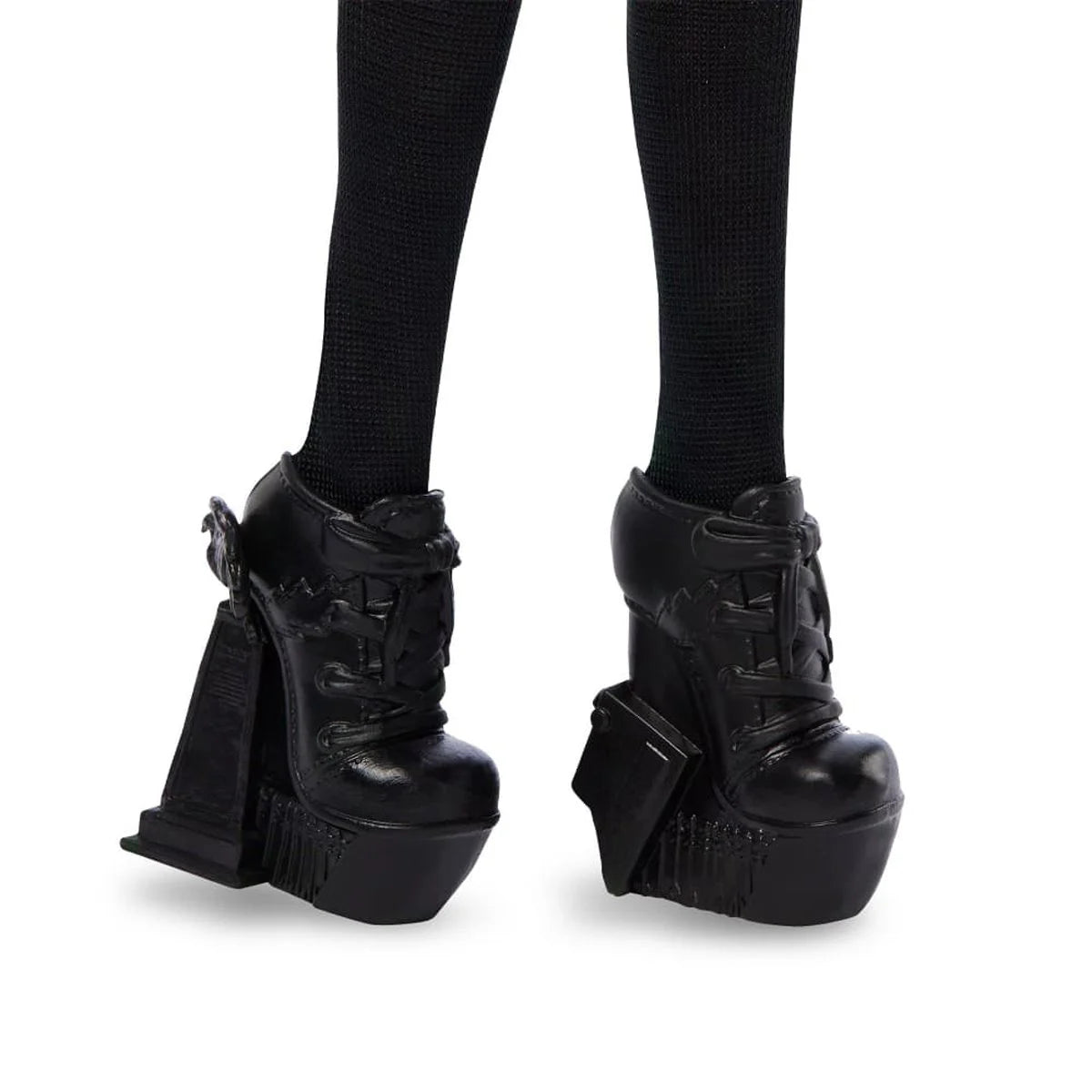 Monster High Wednesday Addams Fashion Doll - Season 2 Edition by Mattel, showing black platform boots