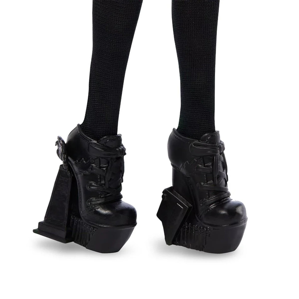 Monster High Wednesday Addams Fashion Doll - Season 2 Edition by Mattel, showing black platform boots