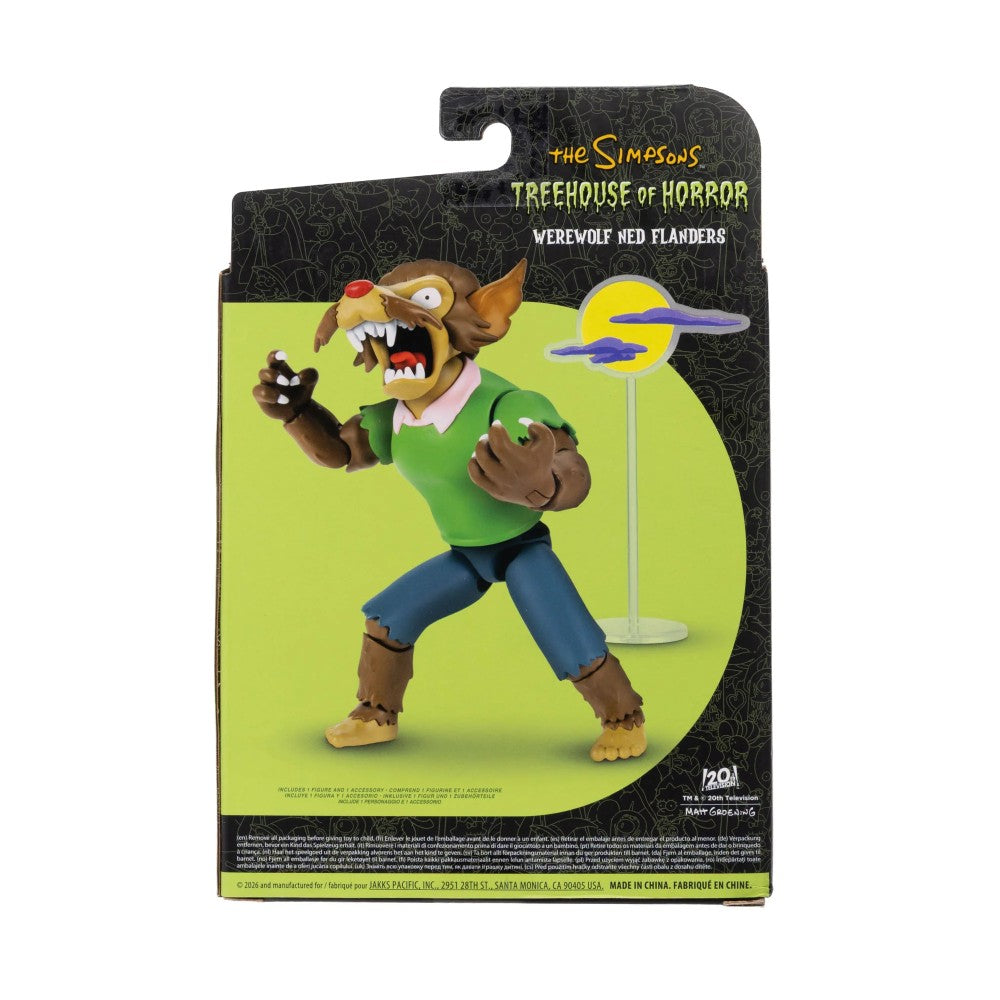 Werewolf Ned Flanders Deluxe Action Figure The Simpsons 5" Treehouse of Horror by Jakks Pacific in packaging.