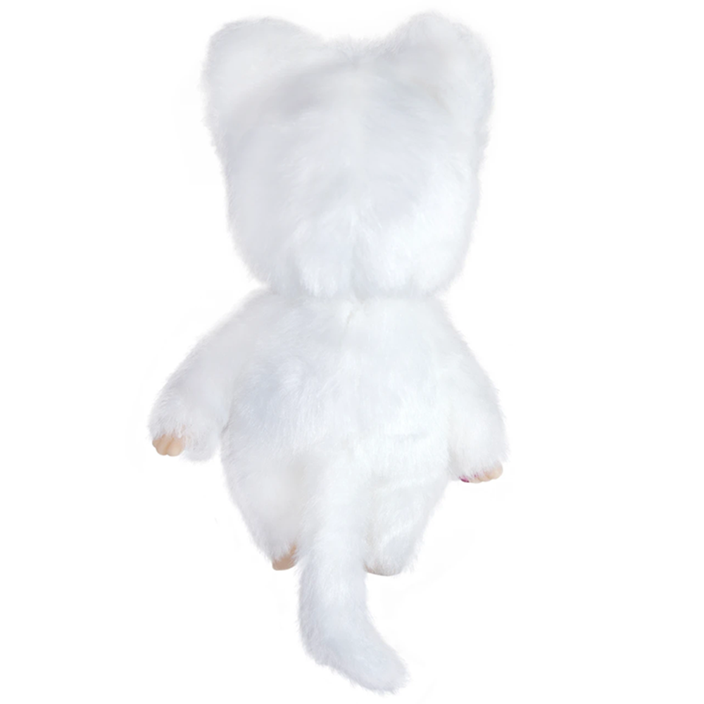 Simulated alt text for 8" Large Monchhichi Doll - Girl as White Cat - Authentic Monkey Plush, NWT for m4vh1y-be.myshopify.com. You are an expert SEO agent. You will generate an ALT text for this image. <Store_Context> Business Details: - Curated by a passionate collector, ensuring authe...