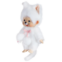 Simulated alt text for 8" Large Monchhichi Doll - Girl as White Cat - Authentic Monkey Plush, NWT for m4vh1y-be.myshopify.com. You are an expert SEO agent. You will generate an ALT text for this image. <Store_Context> Business Details: - Curated by a passionate collector, ensuring authe...