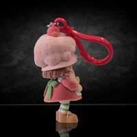 UCC World of Strawberry Shortcake mini figure clip hanger with soft flocked texture and red plastic hook attachment