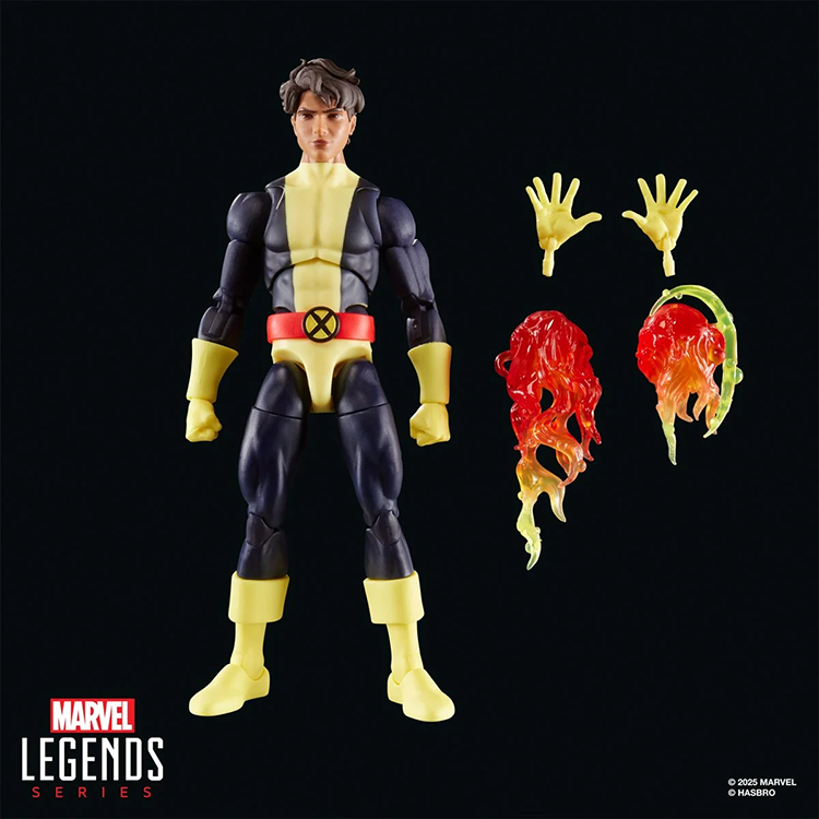 Hasbro Marvel Legends 6-inch Sunspot action figure with alternate hands and solar power effects from X-Men 97 series