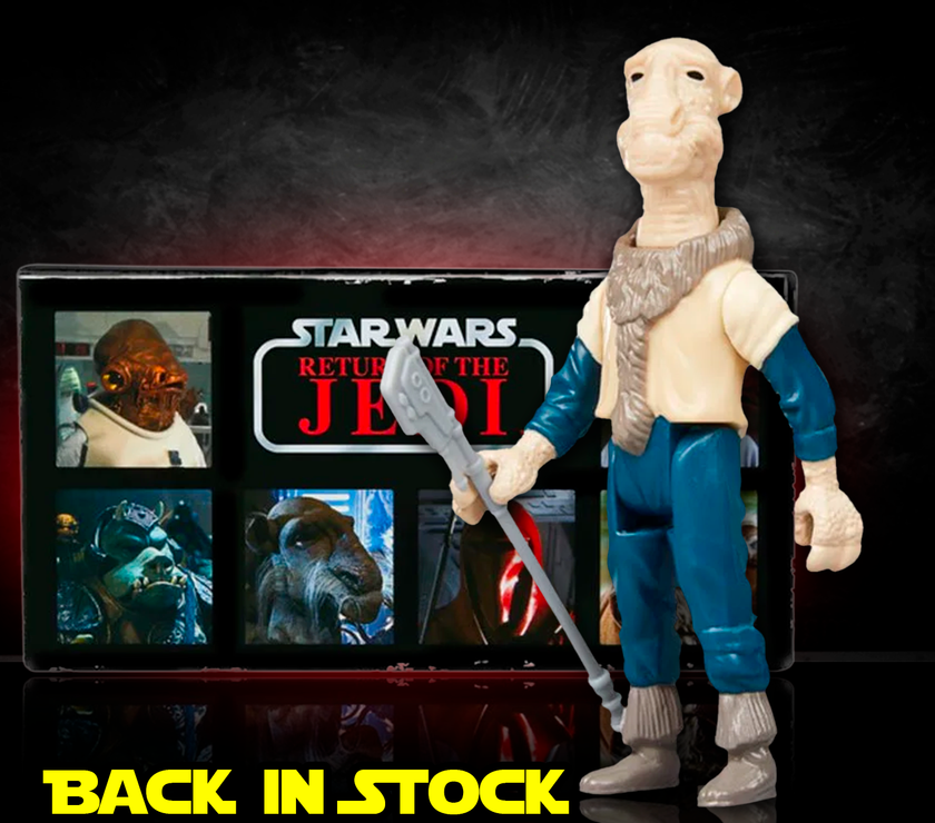Kenner Yak Face action figure from Star Wars Return of the Jedi Retro Collection with display box background