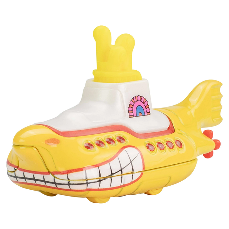 Hot Wheels Premium Yellow Submarine diecast car with vibrant colors and detailed design from The Beatles Pop Culture series