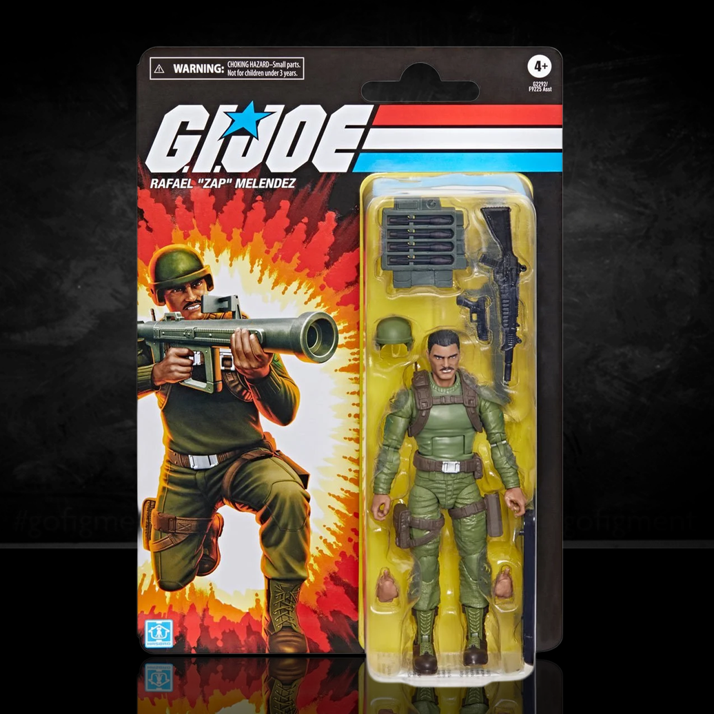 Image of a Collectible Rafael “Zap” Melendez "Retro Cardback" G.I. Joe Classified Series 6 inch Action Figure