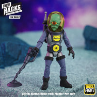 Hero H.A.C.K.S. alien astronaut action figure holding a handheld detector in a purple space suit