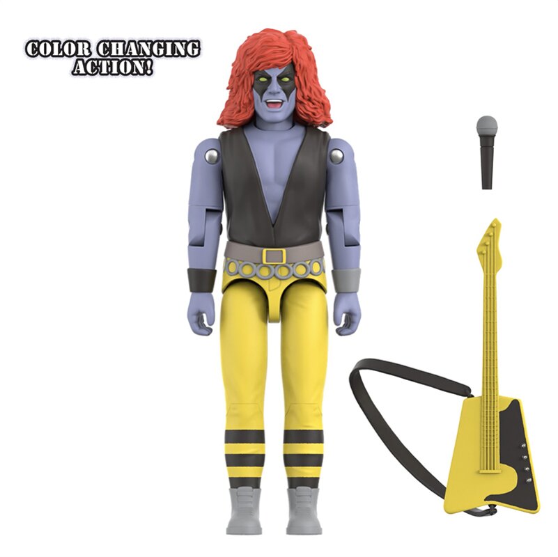 Zartan Cold Slither action figure with red hair, yellow pants, microphone, and yellow guitar collectible toy