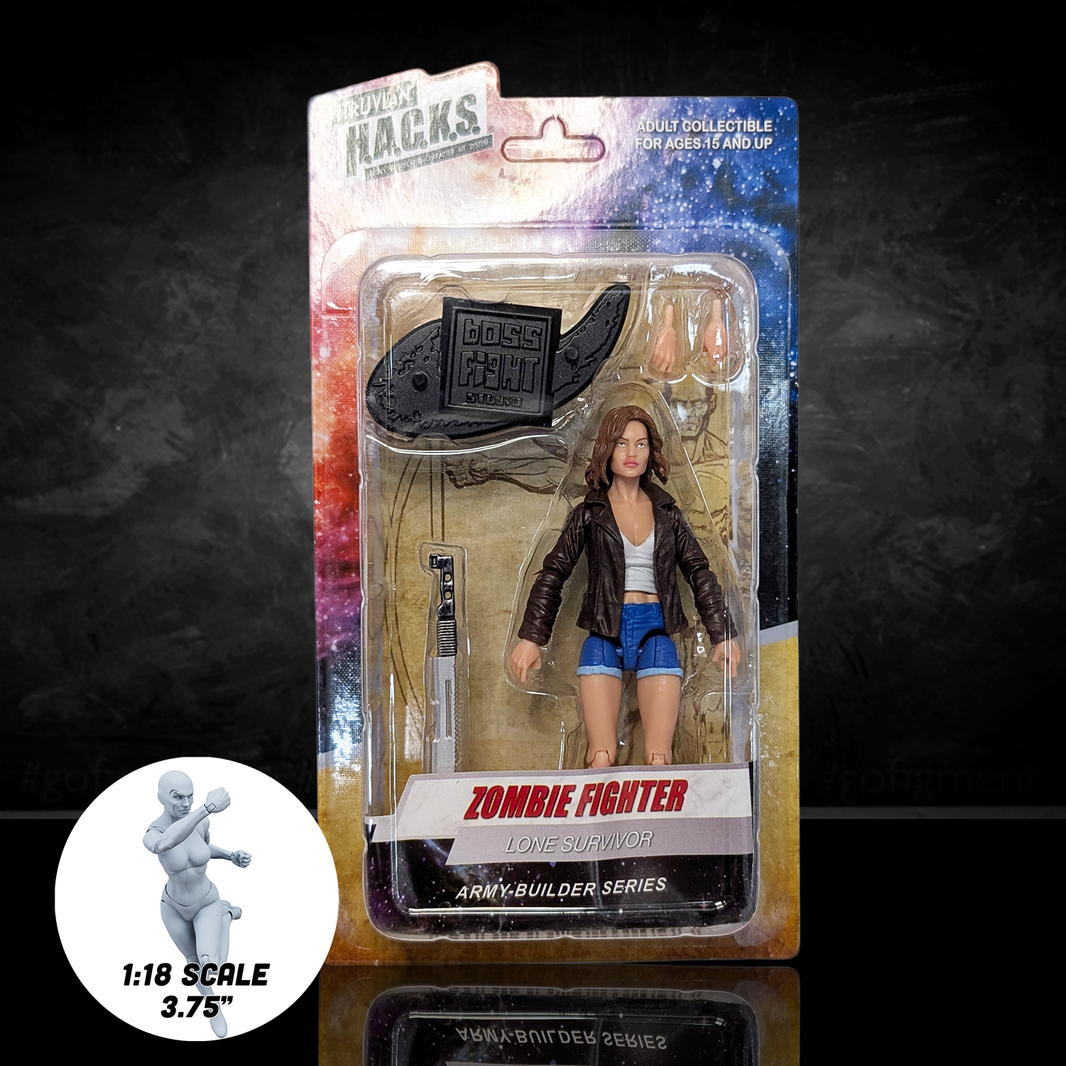 Vitruvian H.A.C.K.S. Basics Zombie Fighter 4" Action Figure - Carded Collectible with Accessories