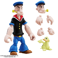 Boss Fight Studio Llc Popeye first appearance figure in black shirt blue pants with pipe multiple interchangeable hands and yellow bird accessory