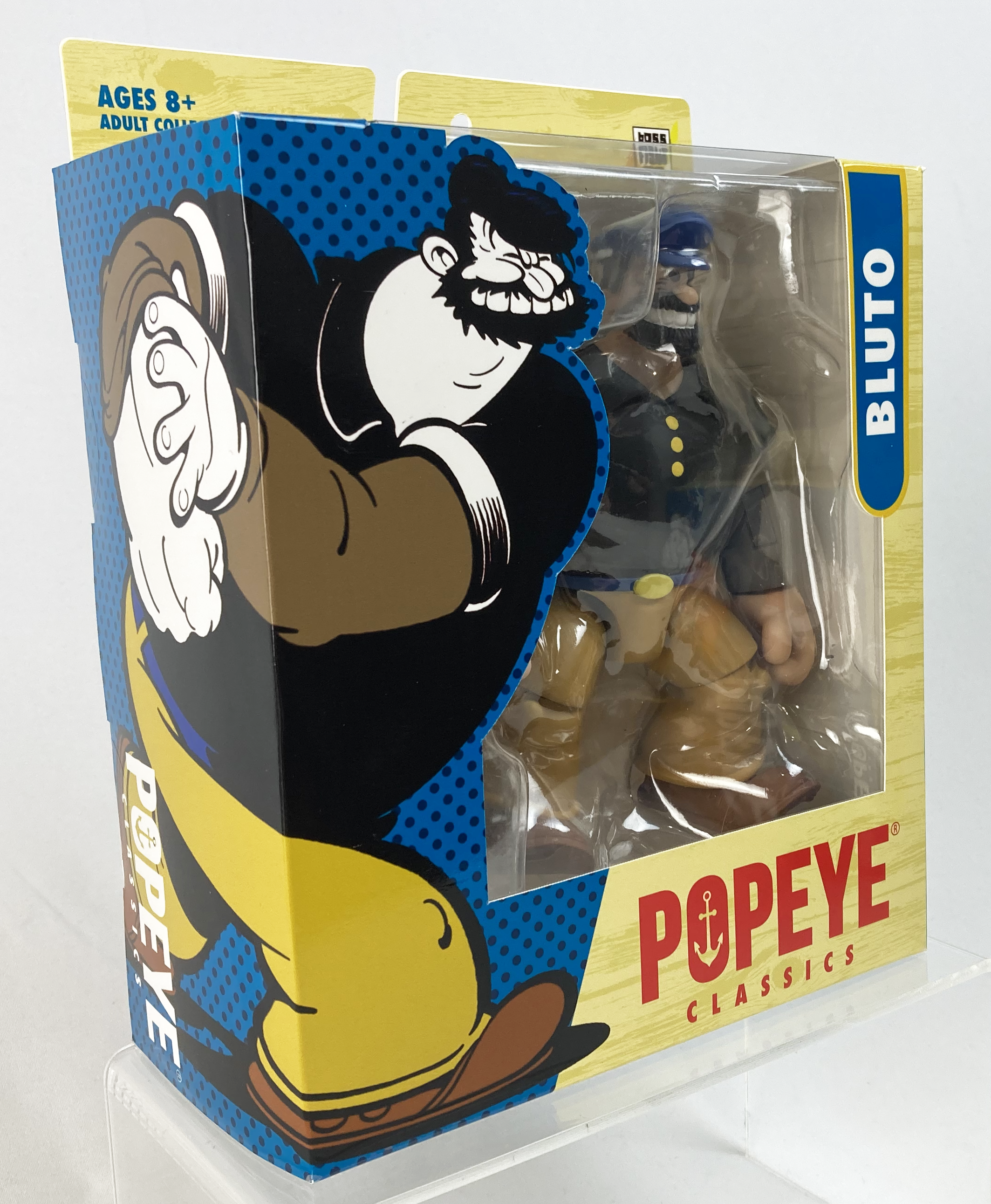 Boss Fight Studio Llc Bluto Popeye Classics figure in window box with black shirt and brown pants packaging on white background