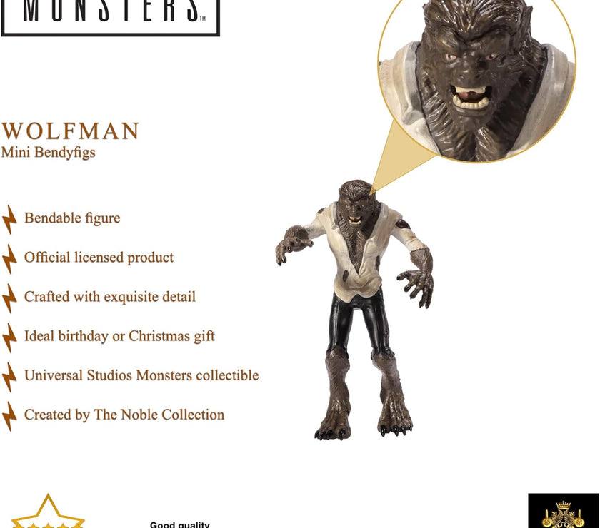 Universal Monsters Wolf-Man 5.5in Bendy Figure | The Noble Collection image 5