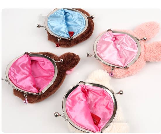 K-Wonderland Monchhichi plush snap coin purses in various character designs with soft interiors and clasp closures