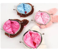 K-Wonderland Monchhichi plush snap coin purses in various character designs with soft interiors and clasp closures