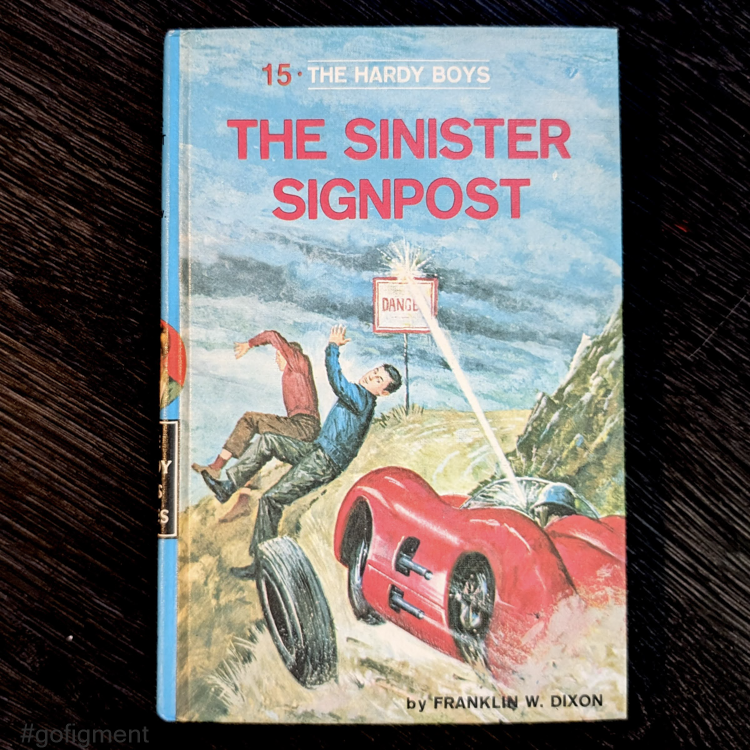 15 The Sinister Signpost (1968-RN):  Vintage Hardy Boys Book Blue-Back image 0