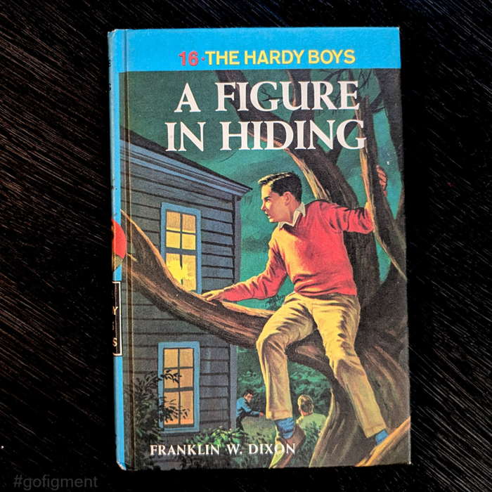 16 A Figure in Hiding (Blue Bar):  Vintage Hardy Boys Book Blue-Back image 0