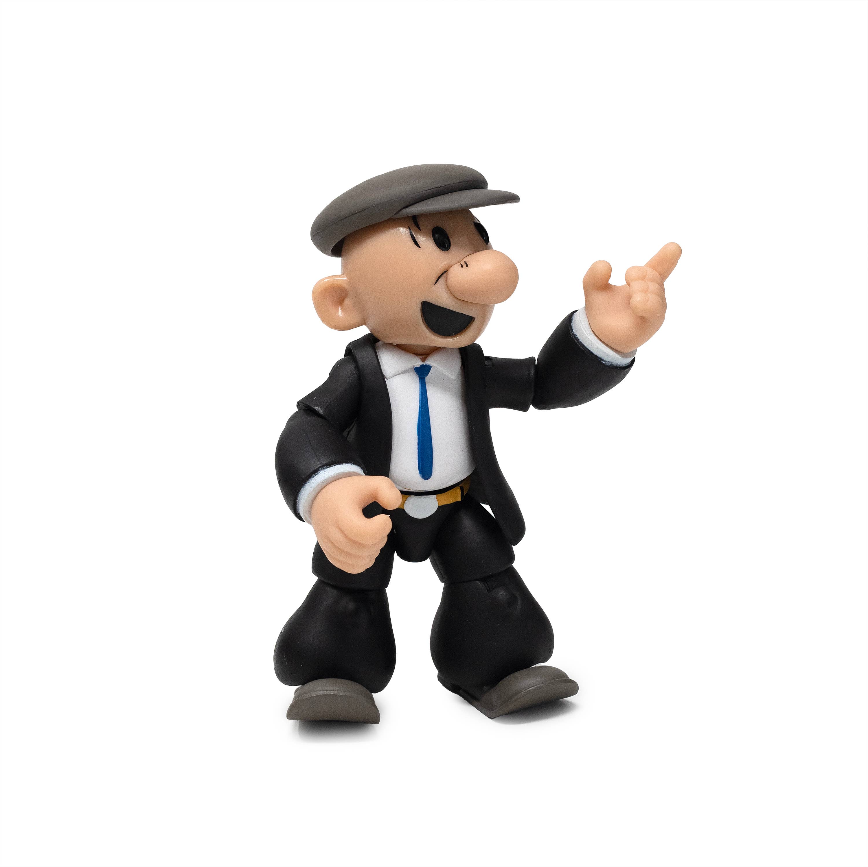 Boss Fight Studio Llc Castor Oyl figure in black suit and gray cap gesturing with one hand on white background