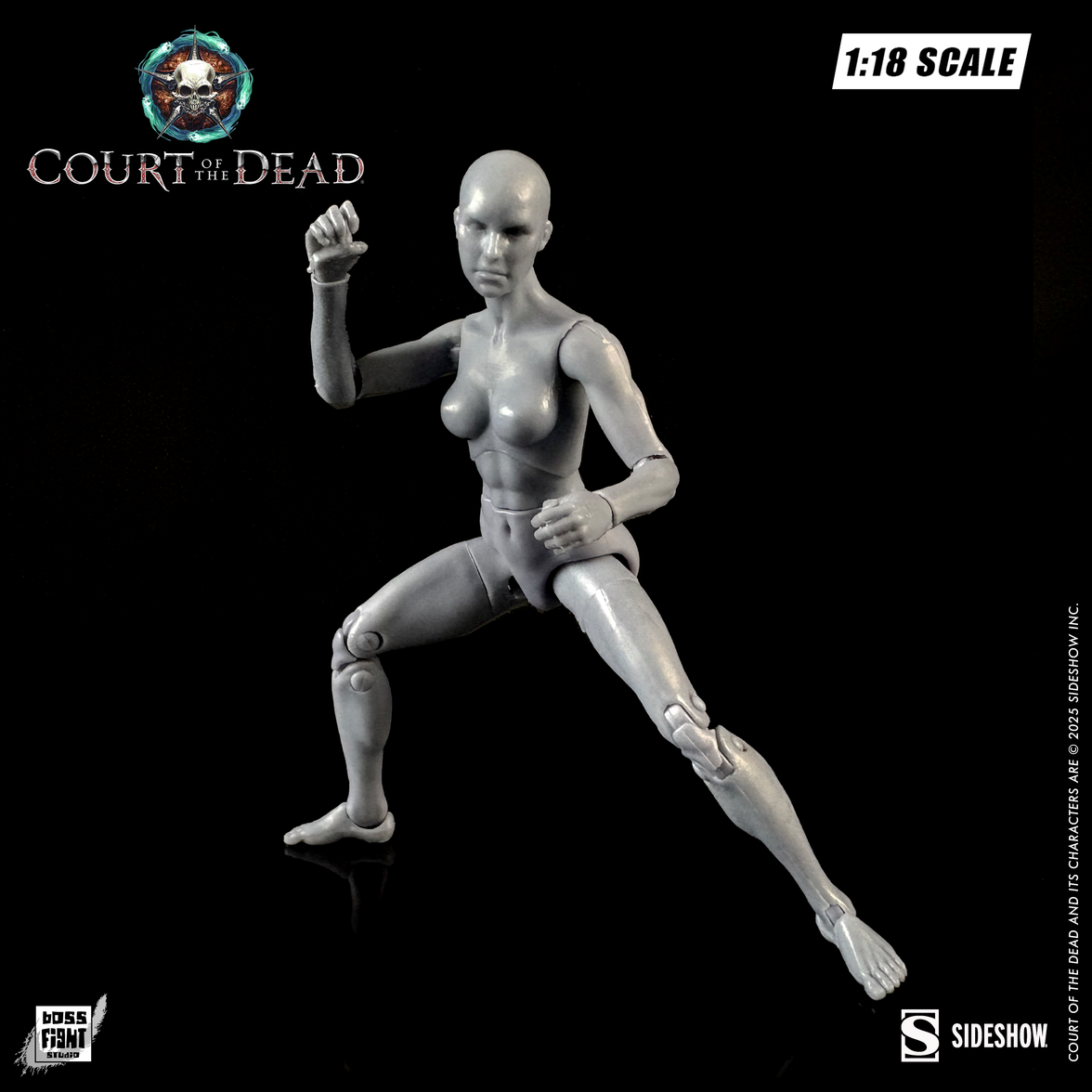 Boss Fight Studio Llc Ethereal Ash female blank action figure in 1:18 scale posed against black background