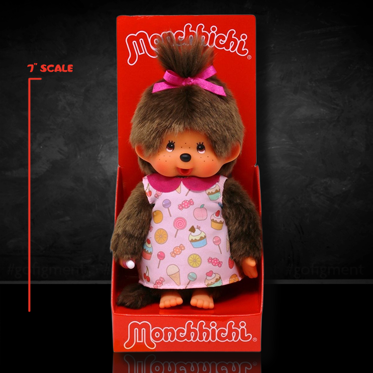 Monchhichi 7" Plush Toy Pop N Candy Girl with Candy Dress Monkey image 0