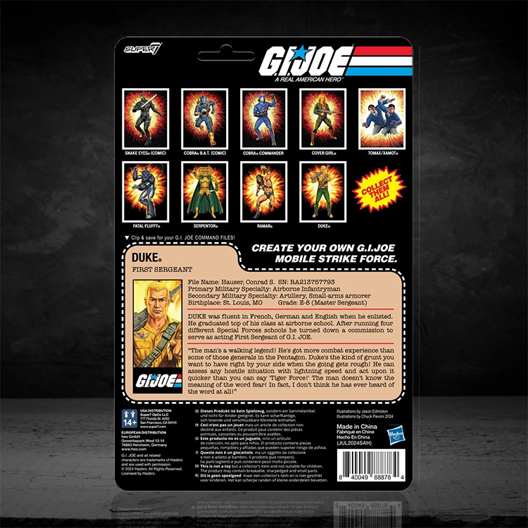 GI Joe Duke (Cartoon) Action Figure 3.75" With O-Ring Super7 + image 1
