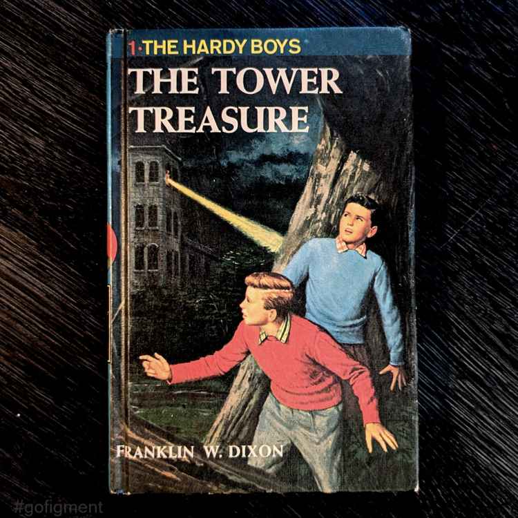 01 The Tower Treasure (Blue Bar/1959):  Vintage Hardy Boys Book Blue-Back image 0
