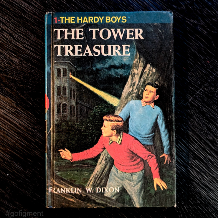 01 The Tower Treasure (Blue Bar/1959):  Vintage Hardy Boys Book Blue-Back image 0