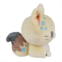 Birduyen Forget-Me-Not Fennec Fox plush with soft cream fur, large ears, and blue flower accents sitting side view