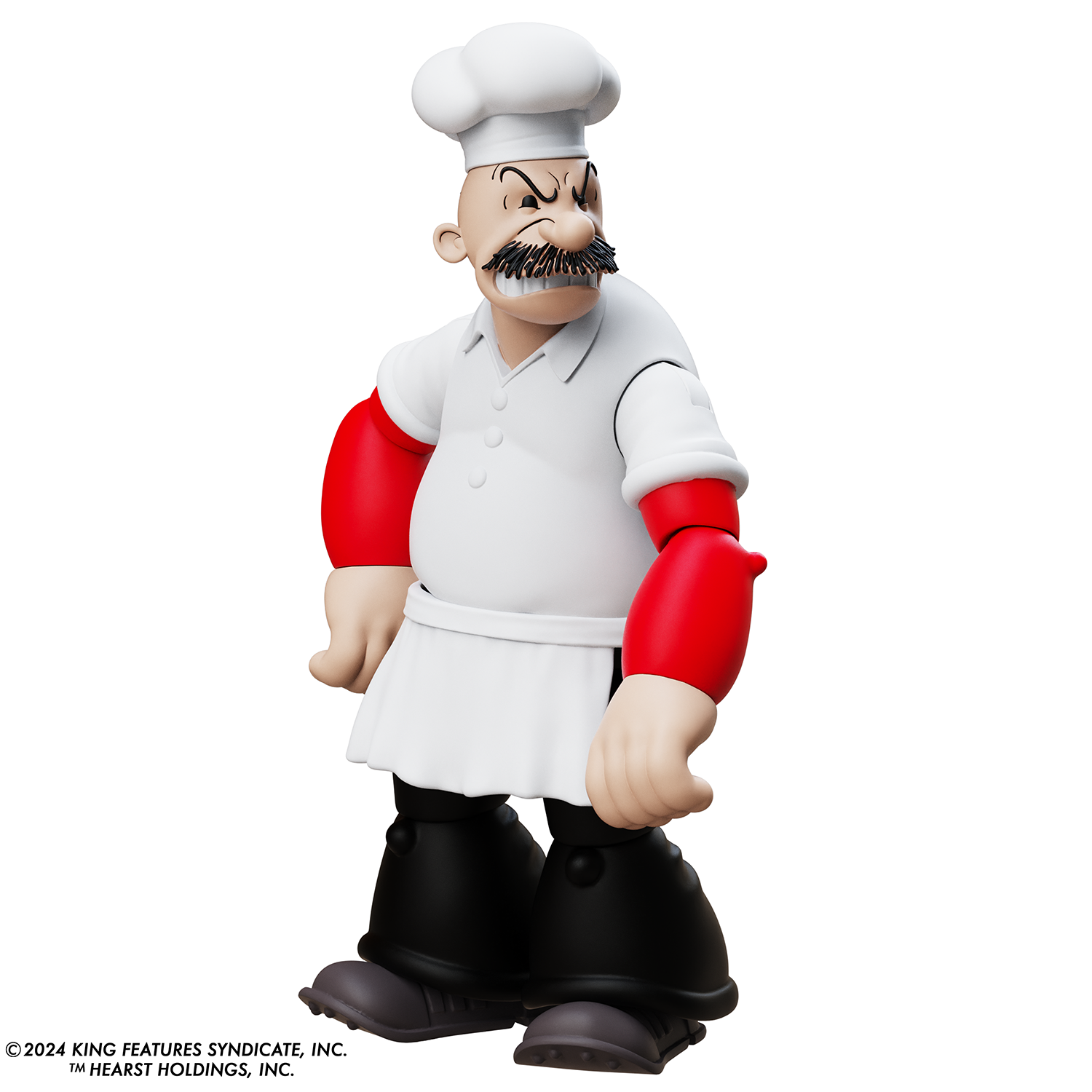 Boss Fight Studio Llc Rough-House Popeye Classics action figure in white chef attire with red sleeves and black boots standing sideways