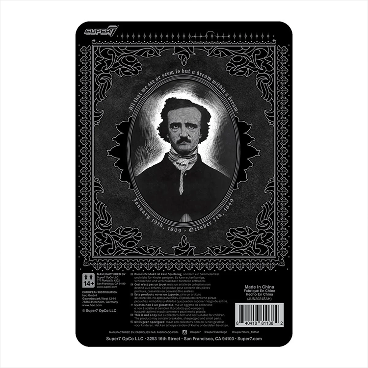 Edgar Allen Poe Grayscale 3 3/4-Inch ReAction Figure image 5