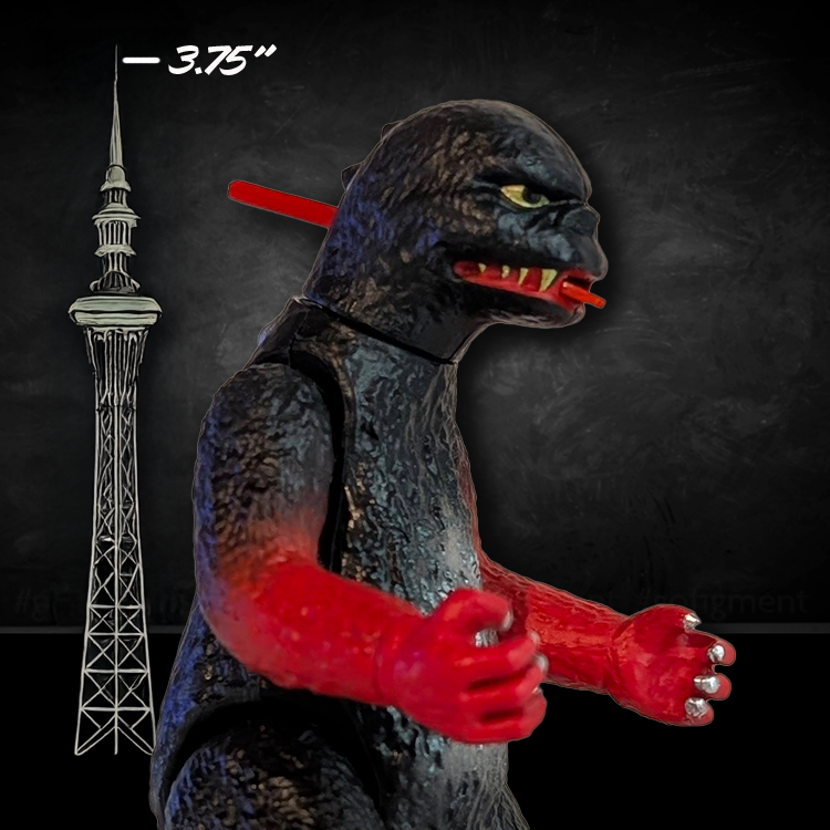 Godzilla '70s Vintage Black and Red Super7 Action Figure 1:18 LOOSE image 0