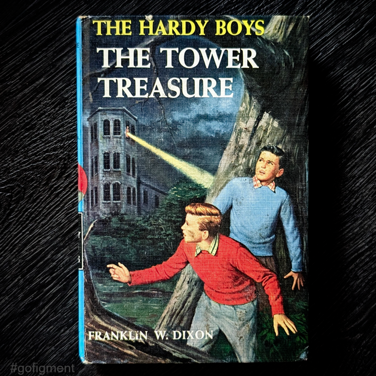 01 The Tower Treasure (1959):  Vintage Hardy Boys Book Blue-Back image 0