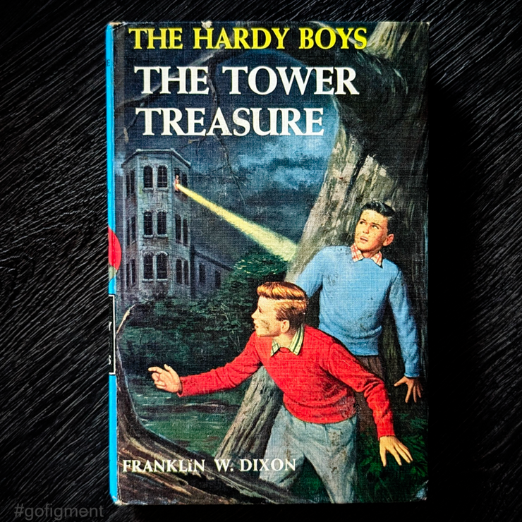 01 The Tower Treasure (1959):  Vintage Hardy Boys Book Blue-Back image 0